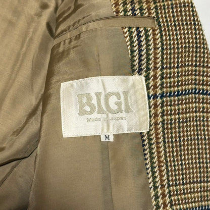 BIGI 80s/90s Brown Wool Houndstooth Tailored Jacket