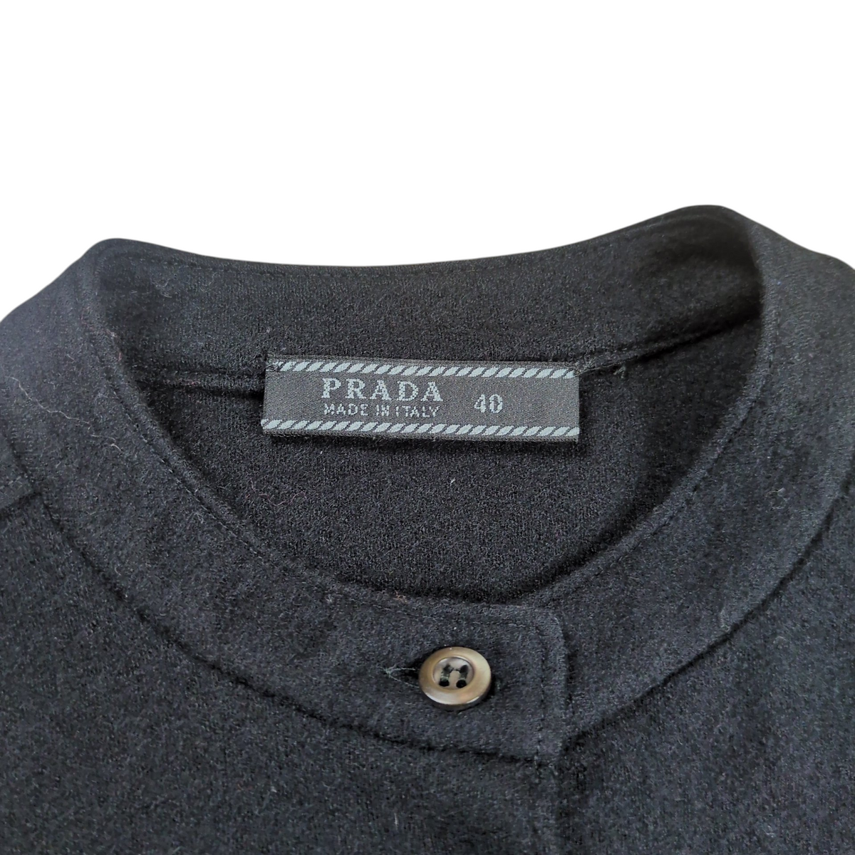 Prada 1990s Flannel Wool No Collar Shirt Size 40