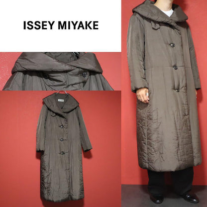 Issey Miyake 98AW Brown Shawl Collar Long Down Coat Size S