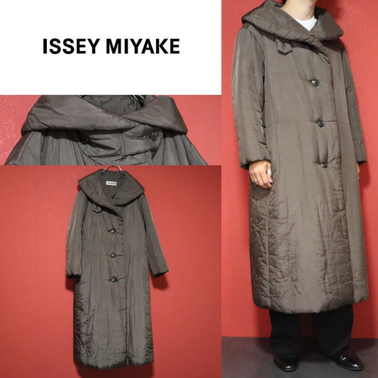 Issey Miyake 98AW Brown Shawl Collar Long Down Coat Size S