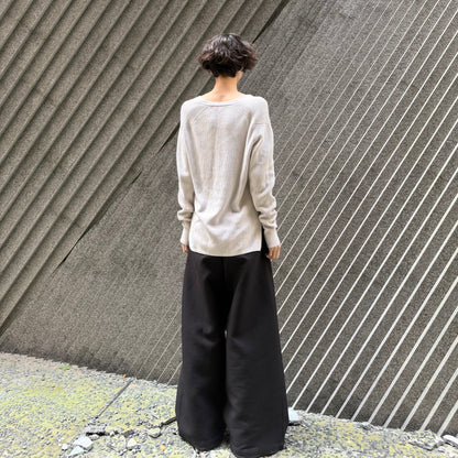 AURALEE 19SS White Cotton V-Neck Rib Knit Sweater