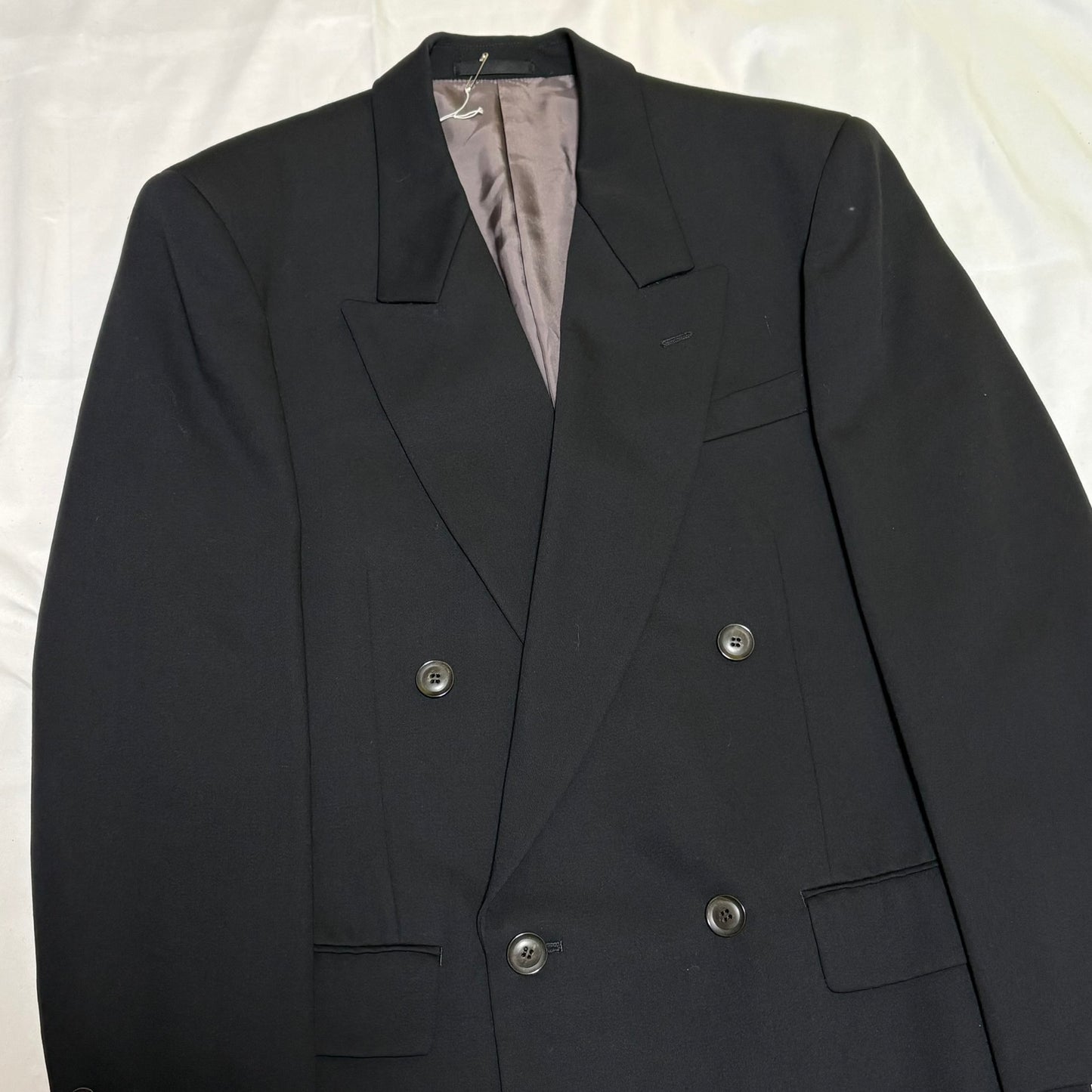 JUN MEN 80s/90s Black Wool Gabardine Tailored Jacket Size M