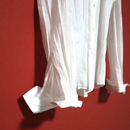 ISSEY MIYAKE FETE 08SS Pleated Flare Shirt White Size 2