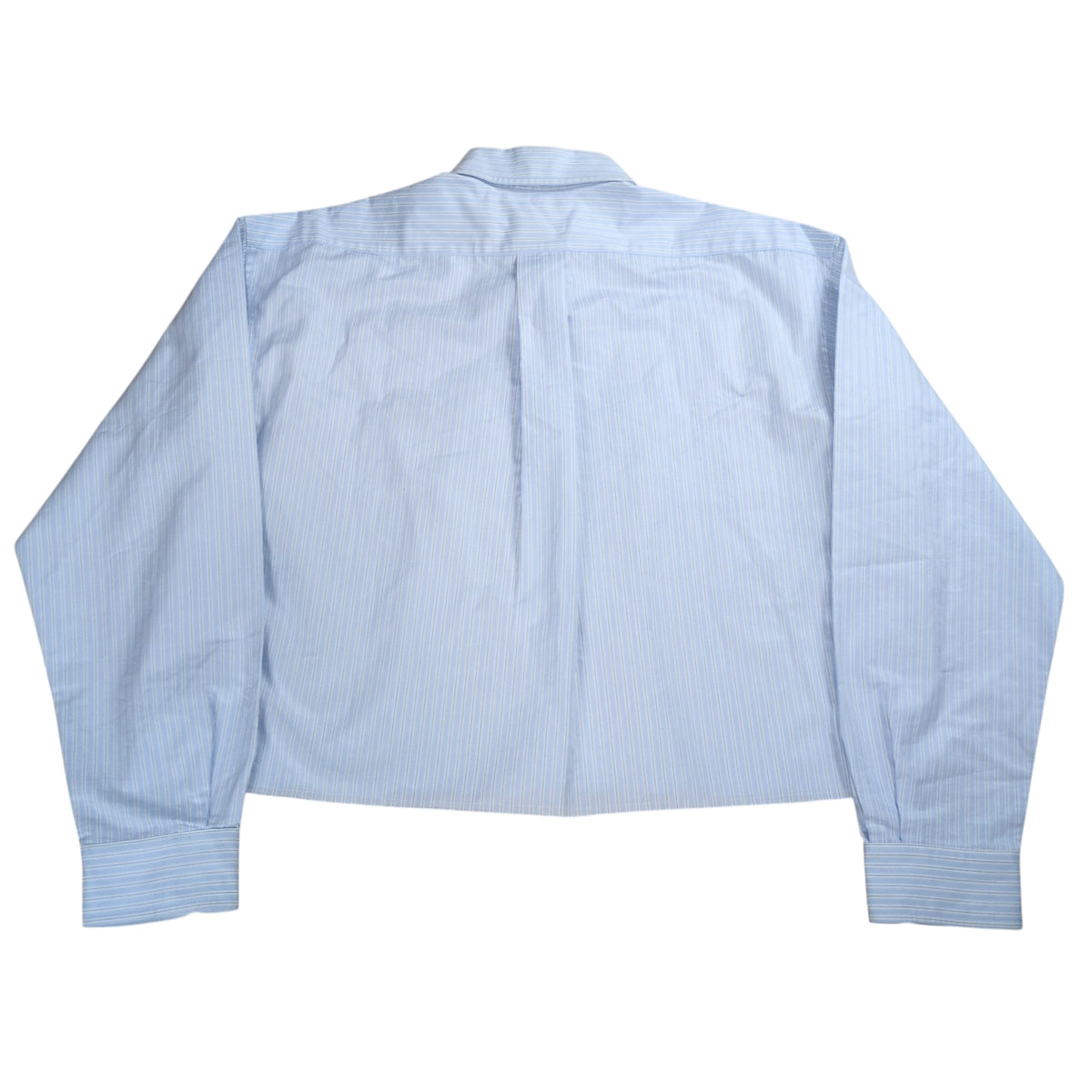 Miu Miu MIU Logo Cropped L/S Shirt Blue Cotton Size 38