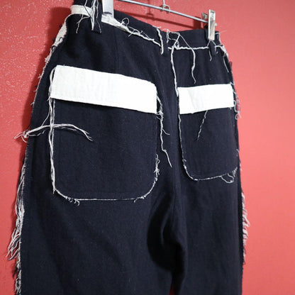 mina perhonen Navy Frayed Wide Slacks Size 36