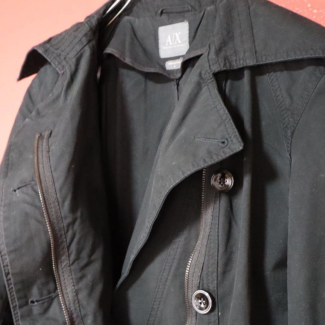 Armani Exchange Zip Design Long Coat Black Size S