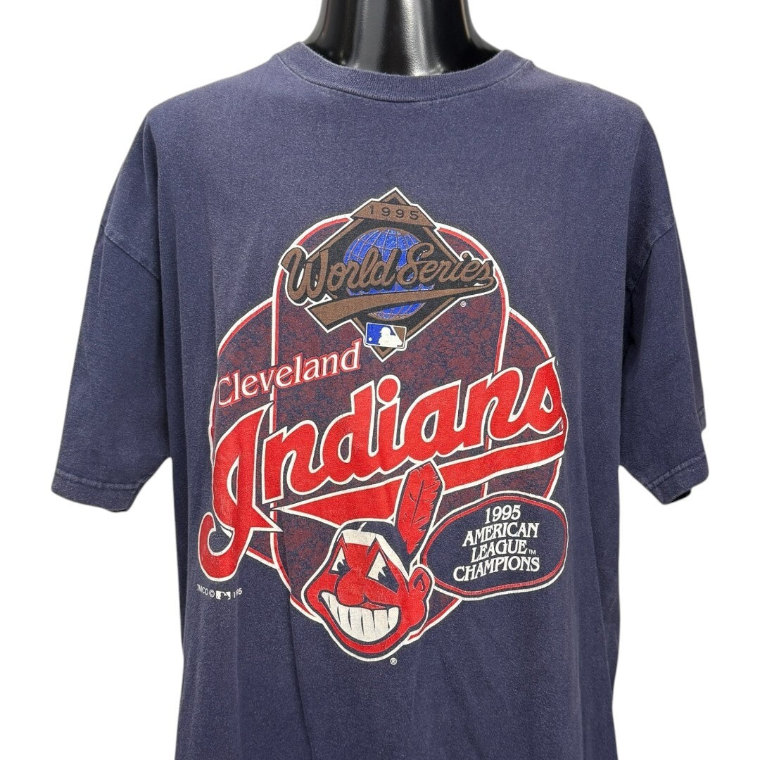 CLEVELAND INDIANS 90s 95 WORLD SERIES T-Shirt Size XL
