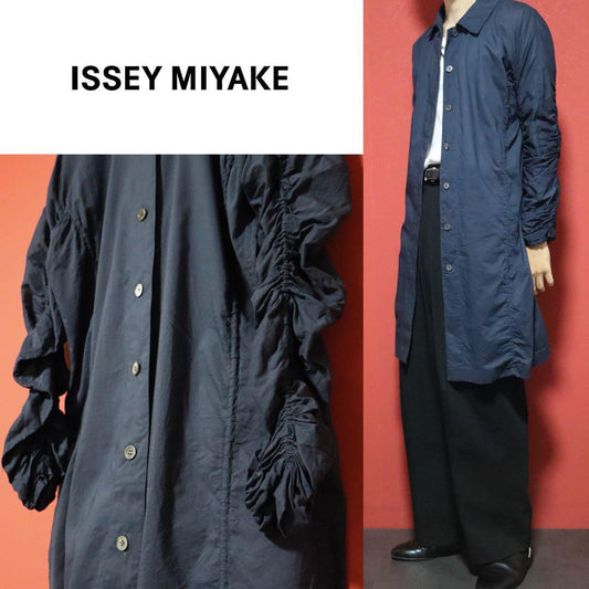 Issey Miyake Blue Asymmetric Cotton Shirt Coat Size 2