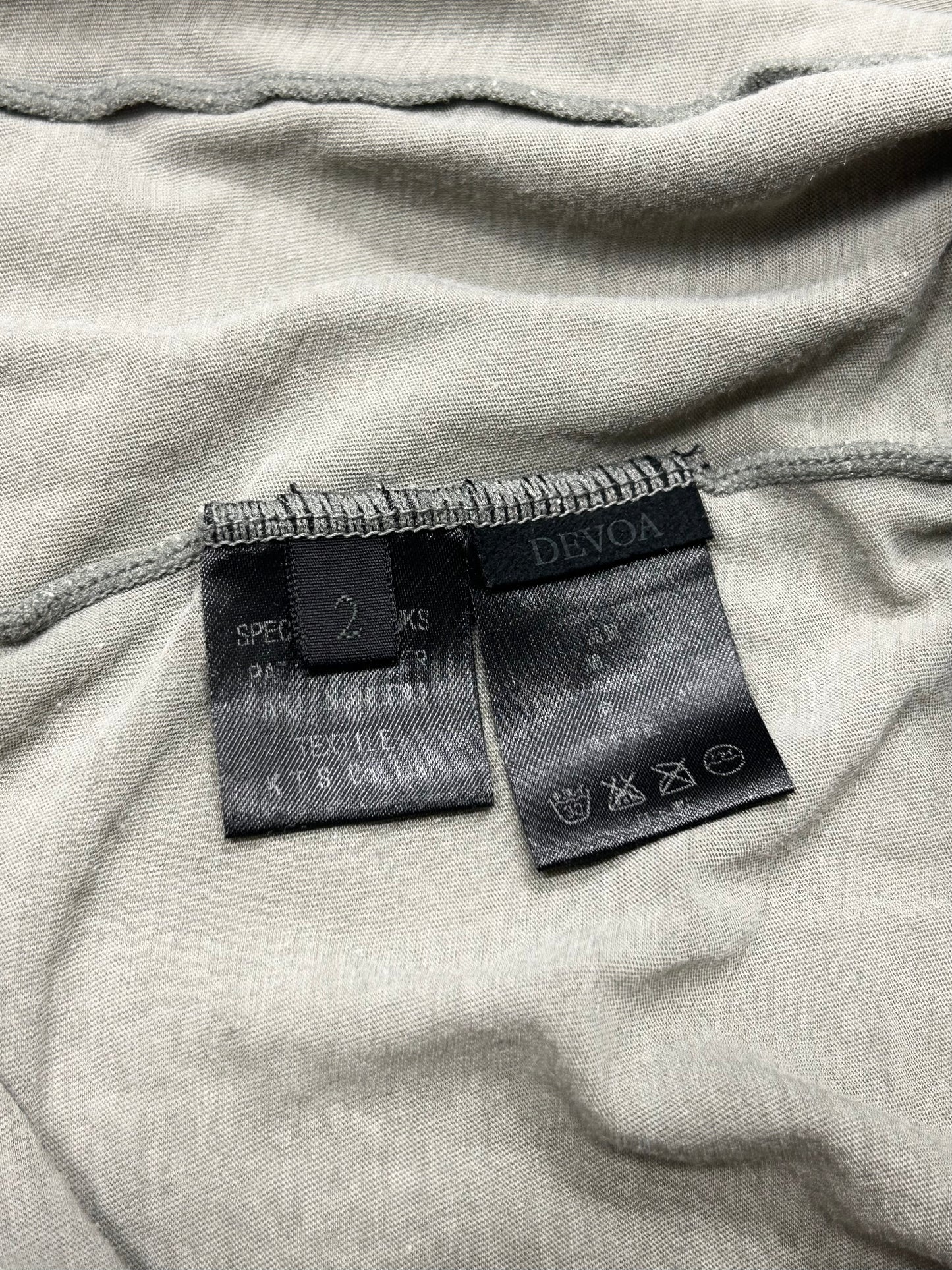 Devoa Raw-Edge Lyocell Linen 3/4-S Henley Green S/S13 Size 2