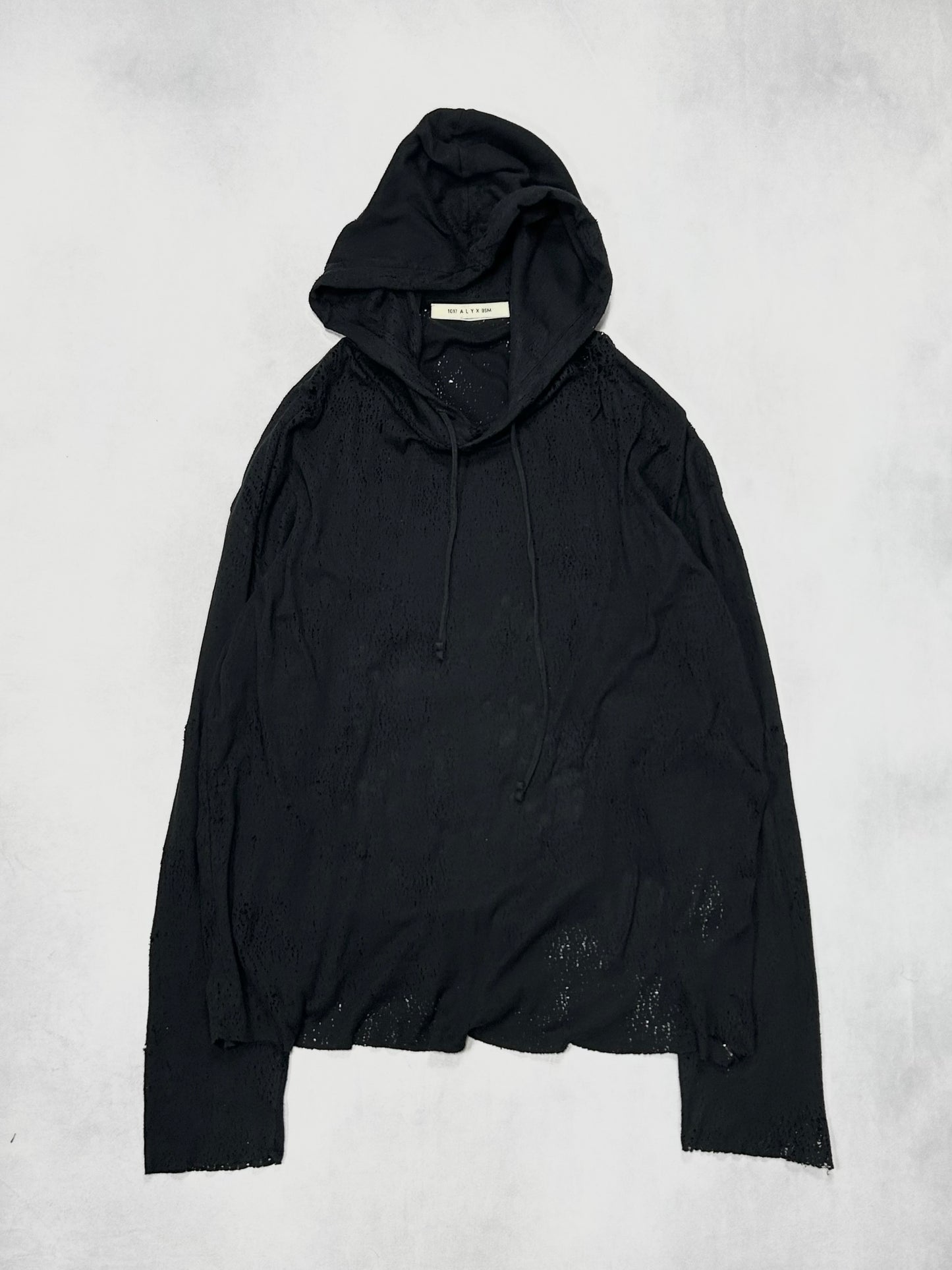 1017 ALYX 9SM Black Tattered Big Hoodie Size M