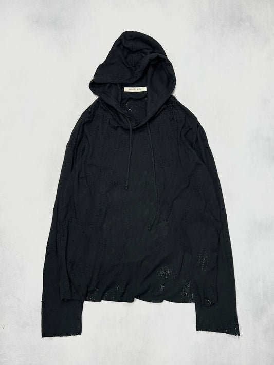 1017 ALYX 9SM Black Tattered Big Hoodie Size M