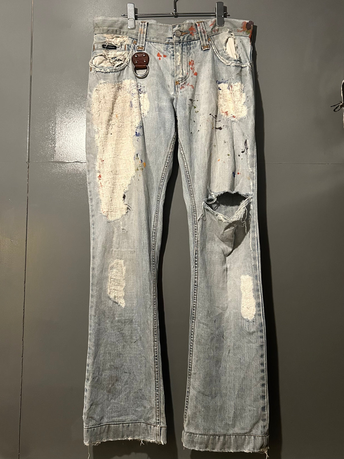 DOLCE&GABBANA Blue Paint Damage Jeans