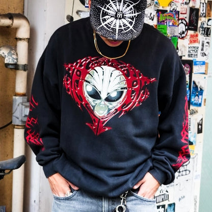 TRIBAL ALIENZ 90s-00s Alien Graphic Sweat Black Size XL