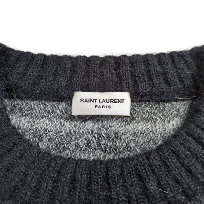 SAINT LAURENT Mohair Wool Border Cropped Sweater