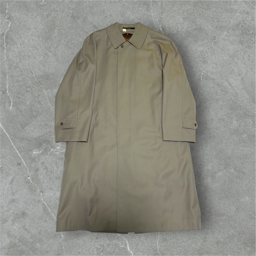 DAKS 90s Gray Wool/Silk Fly Front Balmacaan Coat