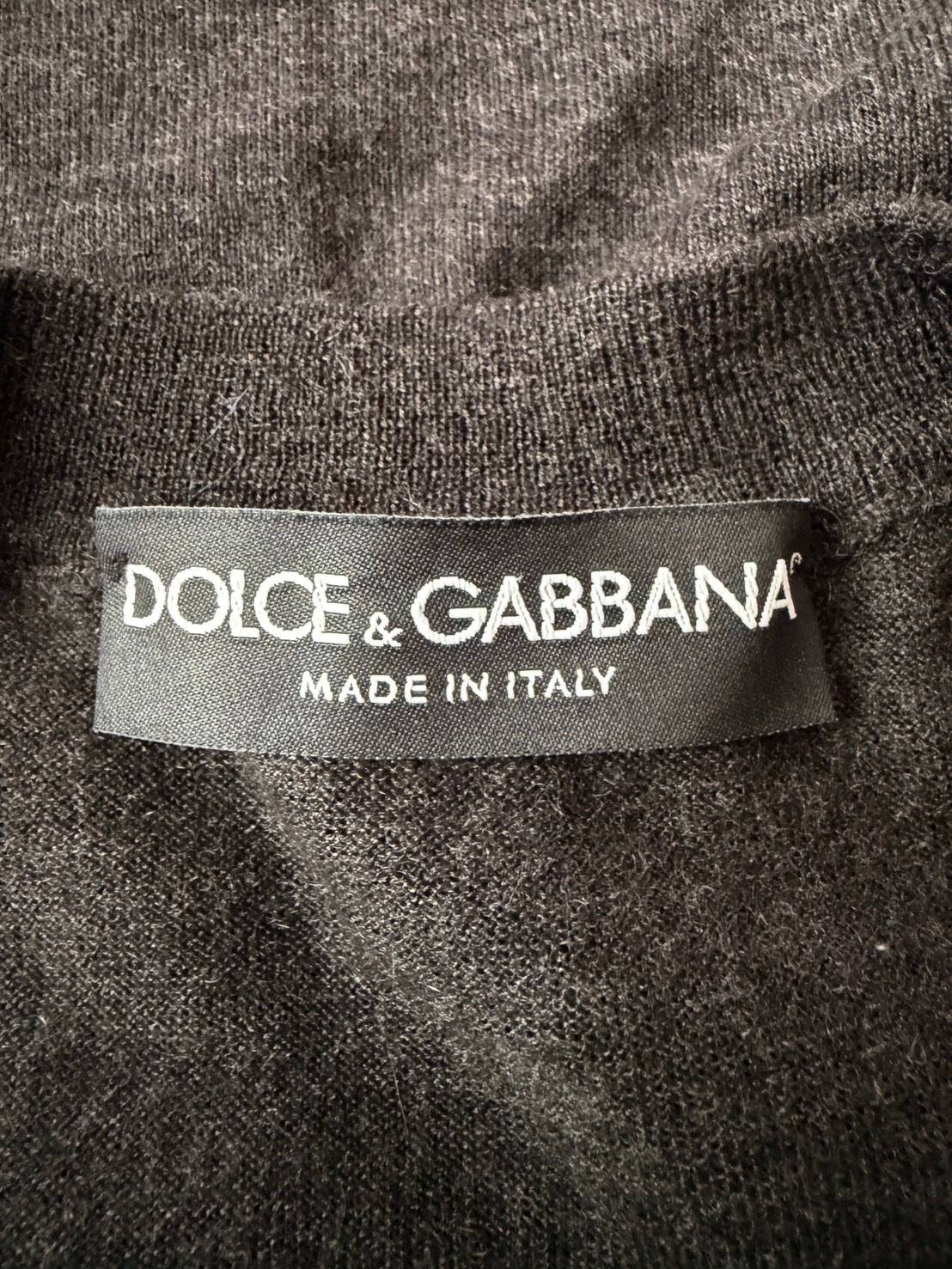 DOLCE & GABBANA 2010s Cashmere V-Neck Grey Black Size M