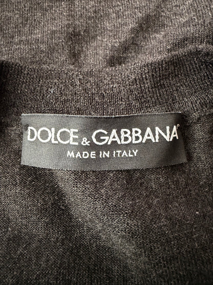 DOLCE & GABBANA 2010s Cashmere V-Neck Grey Black Size M