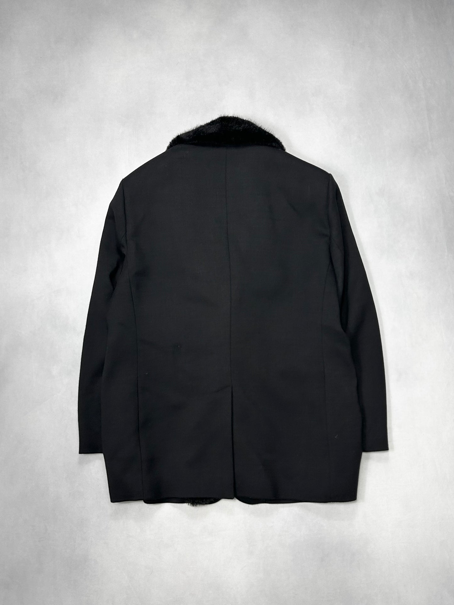 Emporio Armani Black Fur Collar Tailored Jacket Size 58