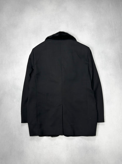 Emporio Armani Black Fur Collar Tailored Jacket Size 58