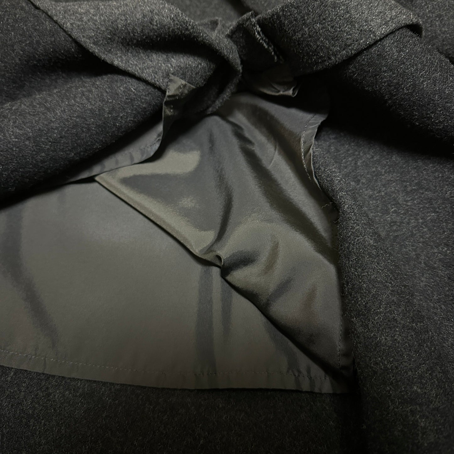 Y's Dark Gray Cashmere Blend Wool Long Coat