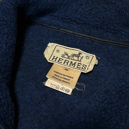 Vintage 90's HERMES Blue Zip Fleece Jacket Size 48