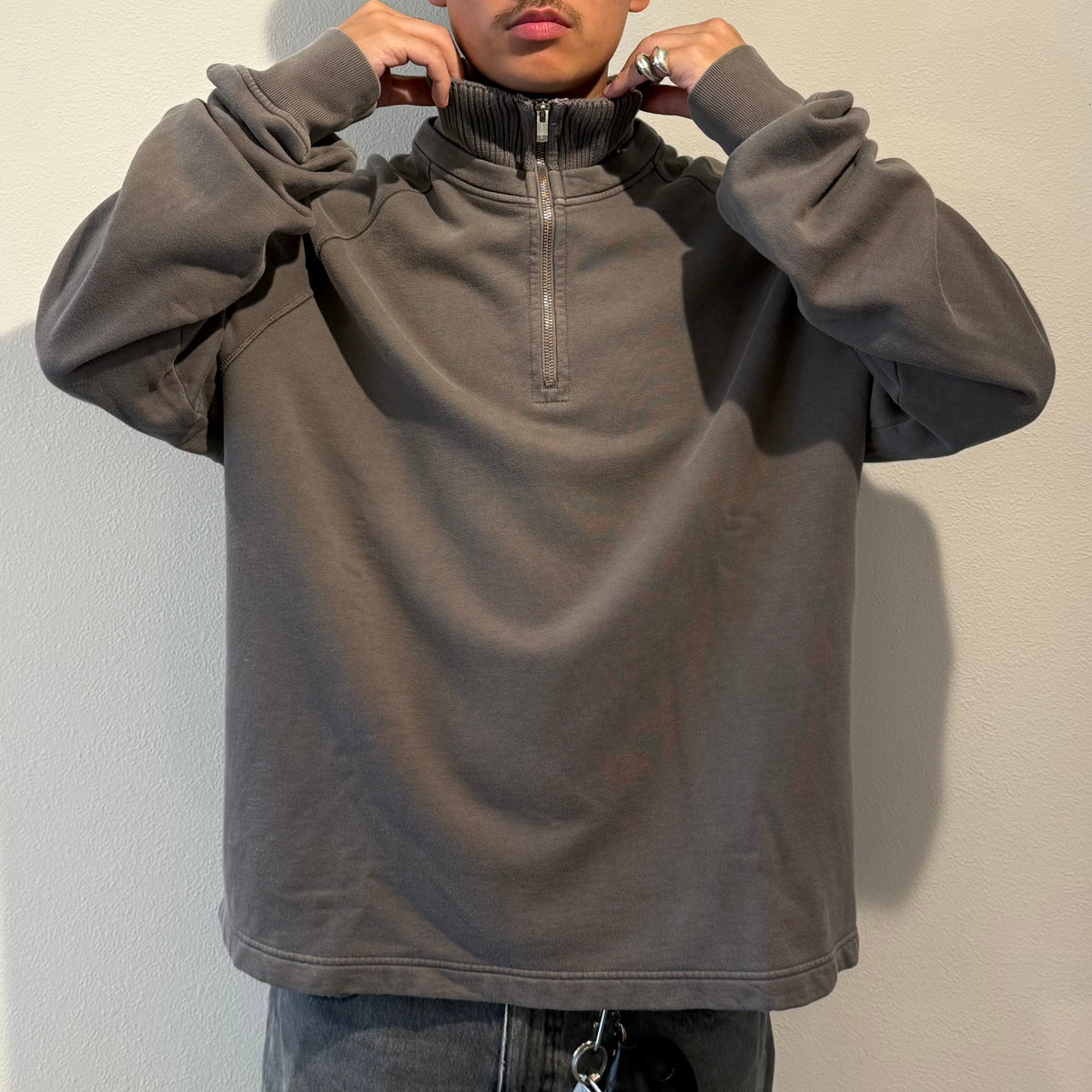 C.P. COMPANY half Half zip high neck long sleeve sweatshirt Gray Size XL
