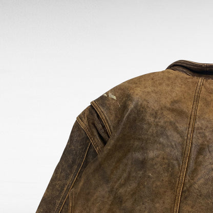 ROUNDTREE 90s Leather Jacket Brown Size M