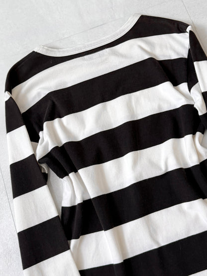 Agnes b Cotton Border Long Sleeve T-Shirt Size XS