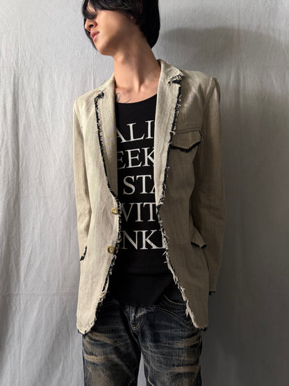 TORNADO MART Raw Edge Distressed Jacket Size L