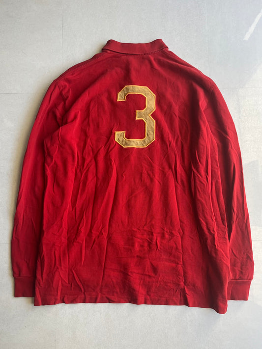 Polo Ralph Lauren Red Number Polo Shirt Size L