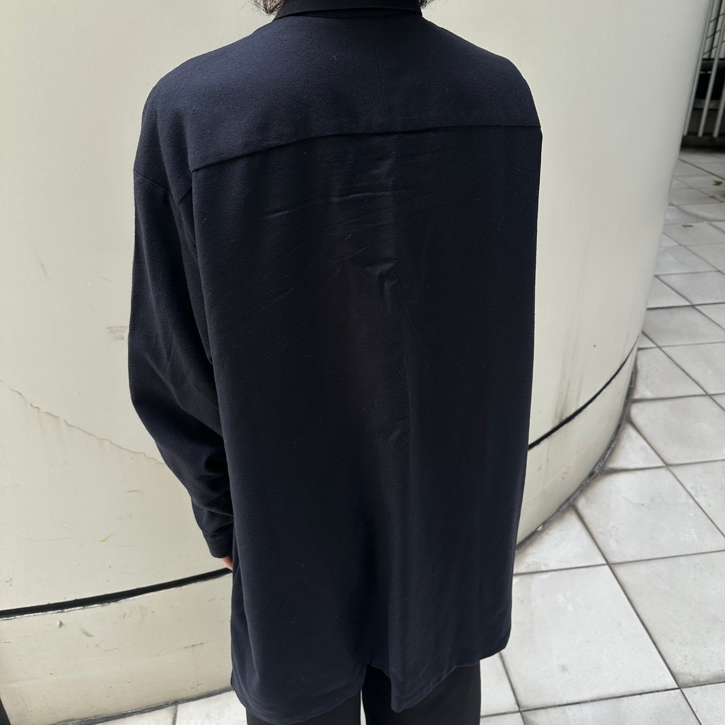Acne Studios Dark Navy Wool Overcoat Shirt Chest Pockets Coat Size 46
