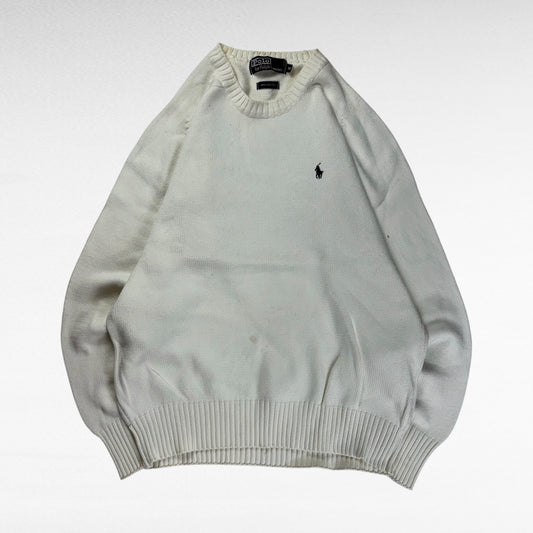 POLO by Ralph Lauren 90s Cotton Knit Sweater White Size M