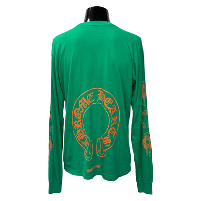 CHROME HEARTS Horseshoe Logo Long Sleeve T-Shirt Green USA Size L
