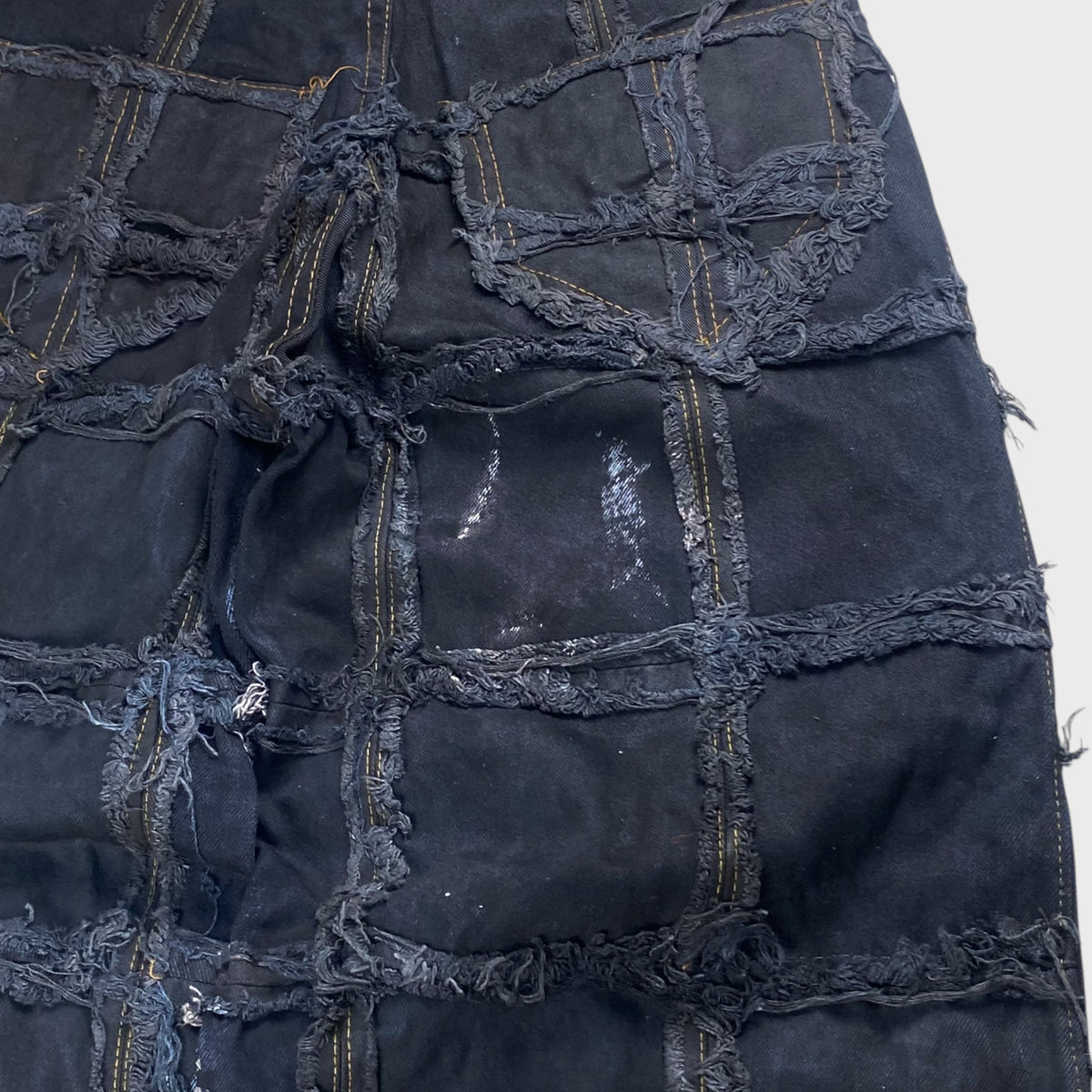 REMAKE Reconstructed Patchwork Chain Black Baggy Size 31