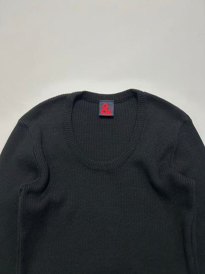 DOLCE&GABBANA 2000s Ribbed Knit Sweater Black Size 44