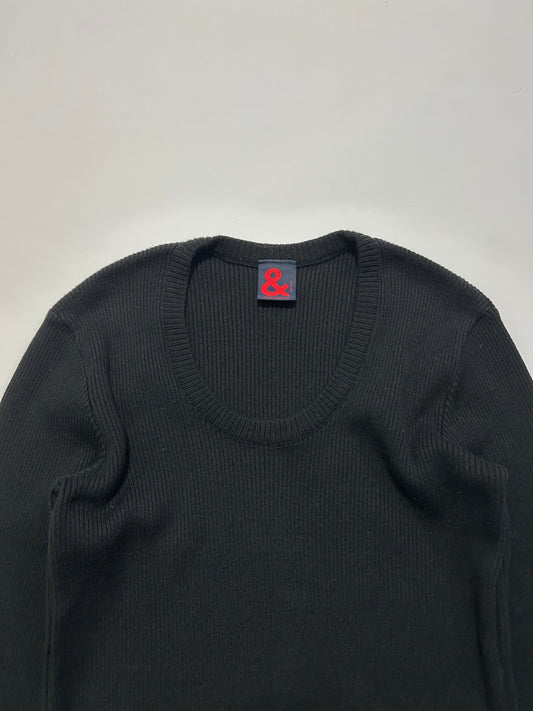 DOLCE&GABBANA 2000s Ribbed Knit Sweater Black Size 44