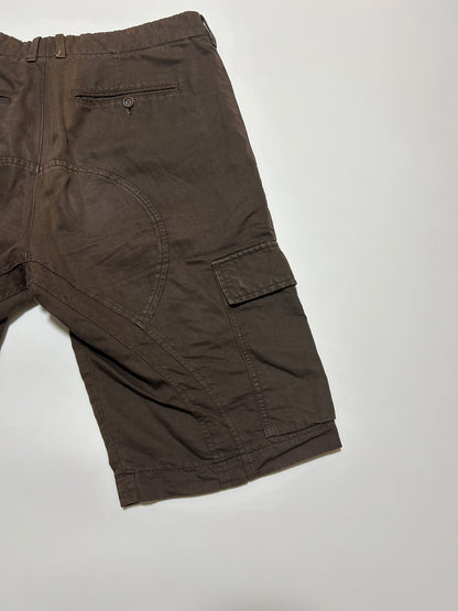 NEIL BARRETT 2000s Cotton Linen Cargo Shorts Brown Size 48