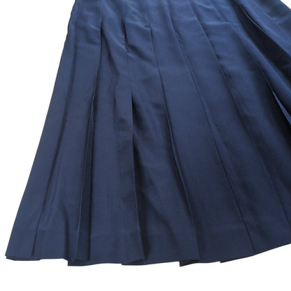 PRADA Silk Pleats Skirt Navy Size 38