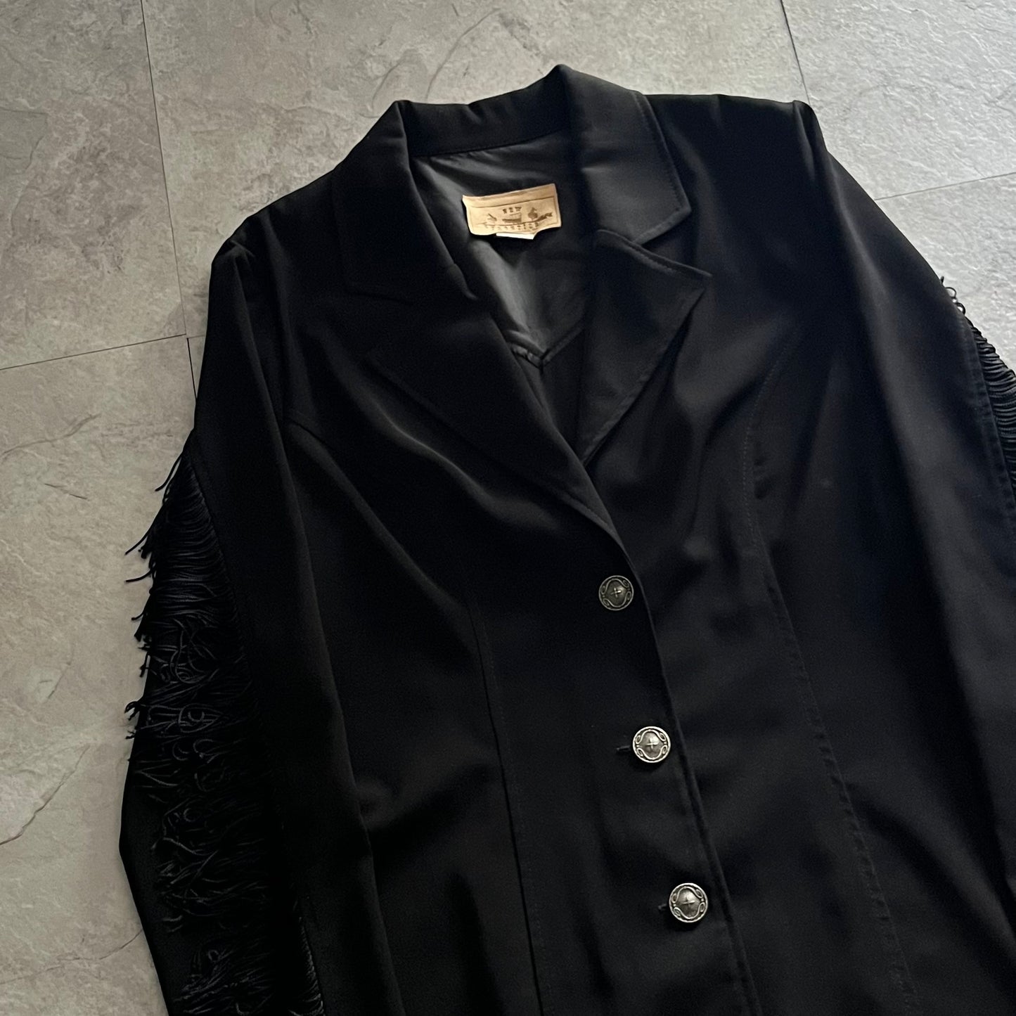 Vintage Black Fringe Jacket Size M
