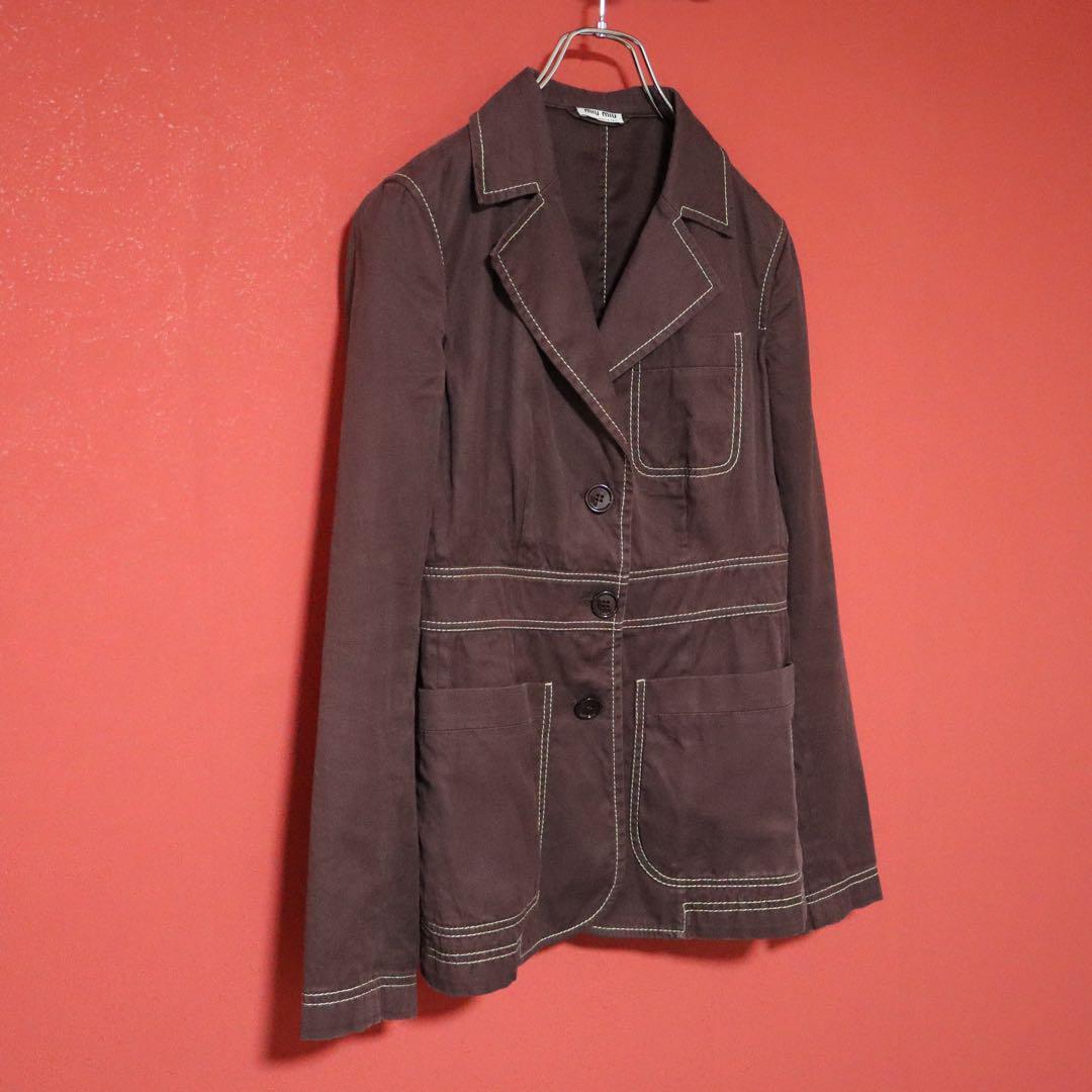 Miu Miu Stitched Bordeaux Tailored Jacket Size 40