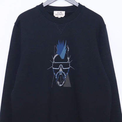 HERMES Punk'H Crewneck Sweatshirt Navy Size L