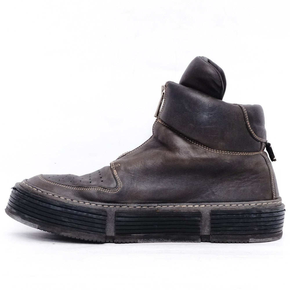 GUIDI Horse Full Grain Front Zip Boots Dark Gray Size EU 42