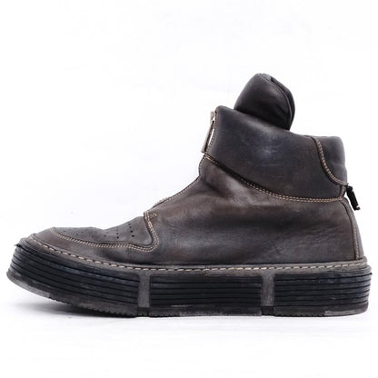 GUIDI Horse Full Grain Front Zip Boots Dark Gray Size EU 42