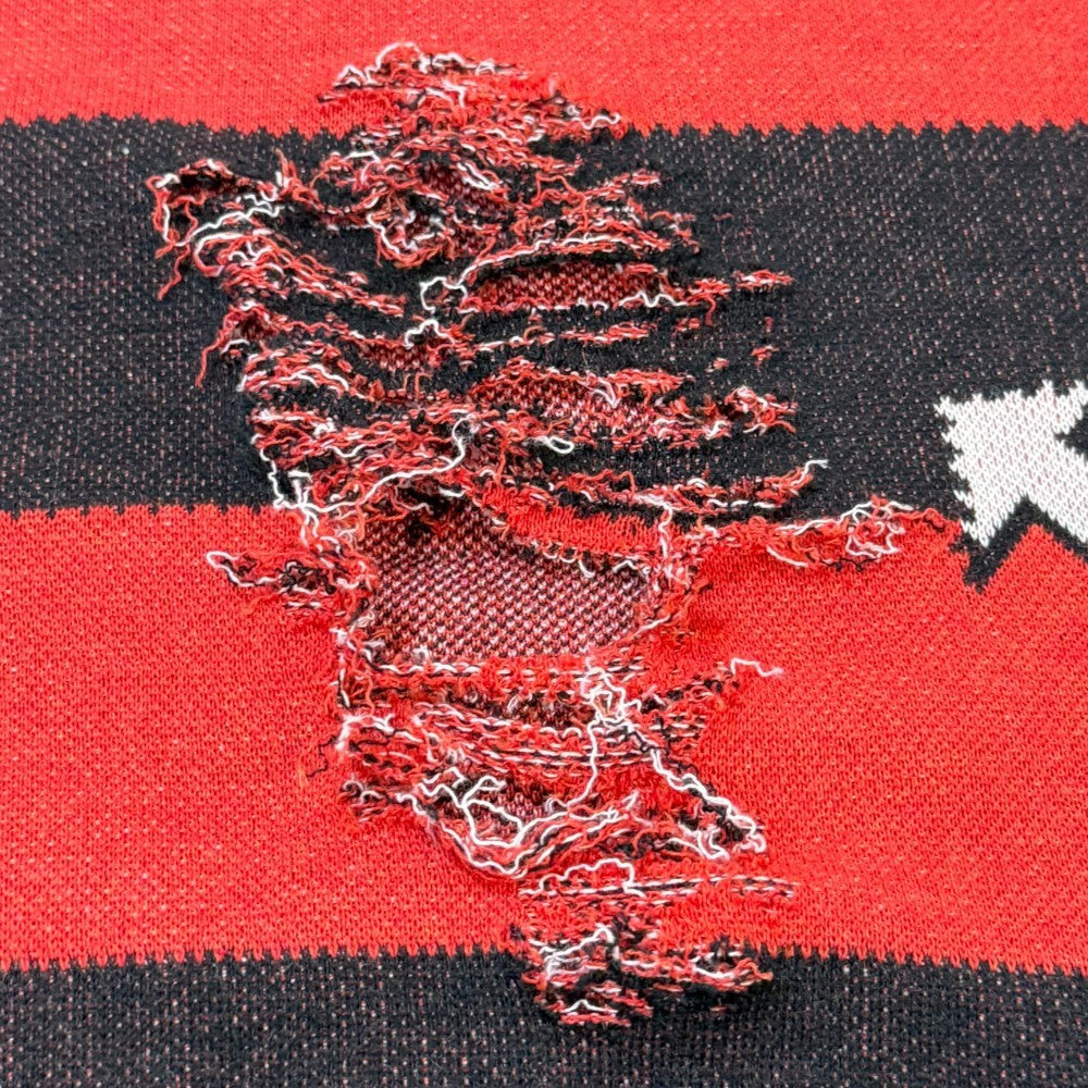LITTLE BEDROOM Distressed Grunge Knit Sweater Red