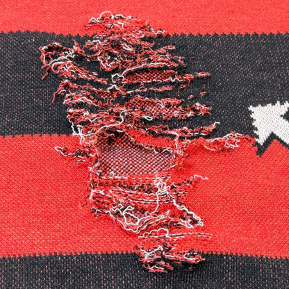 LITTLE BEDROOM Distressed Grunge Knit Sweater Red