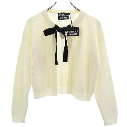 BOUTIQUE MOSCHINO Wool Long Sleeve Cardigan White Size 40