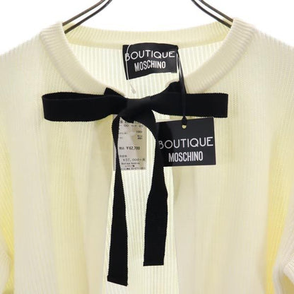 BOUTIQUE MOSCHINO Wool Long Sleeve Cardigan White Size 40