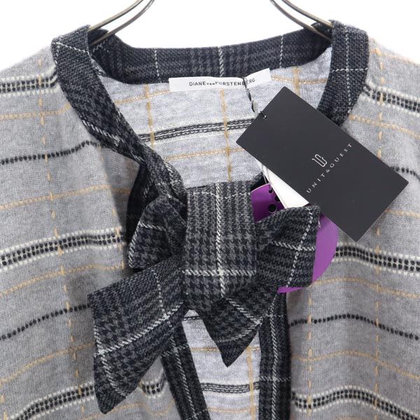 DIANE VON FURSTENBERG Wool Patterned Cardigan Gray Size M