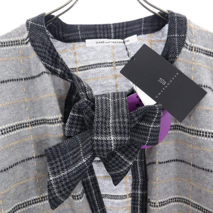 DIANE VON FURSTENBERG Wool Patterned Cardigan Gray Size M