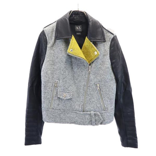 ARMANI EXCHANGE Faux Leather Wool Blend Jacket Gray Size S